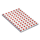 Retro Red Strawberry en ventilatorpatroon Notitieboek (Rechterzijde)