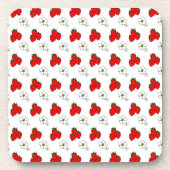 Retro Red Strawberry en ventilatorpatroon Onderzetter (Voorkant)