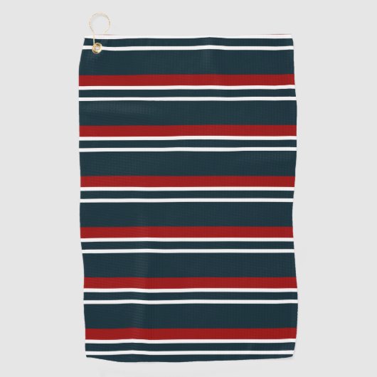 Retro Red Stripes Golfhanddoek (Voorkant)