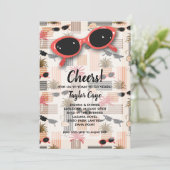 Retro Red Sunglazen Dag Invitaties (Staand voorkant)