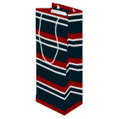 Retro Red Tartan Stripe Wijn Cadeautas (Achterkant Gekanteld)