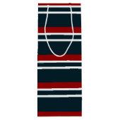 Retro Red Tartan Stripe Wijn Cadeautas (Achterkant)