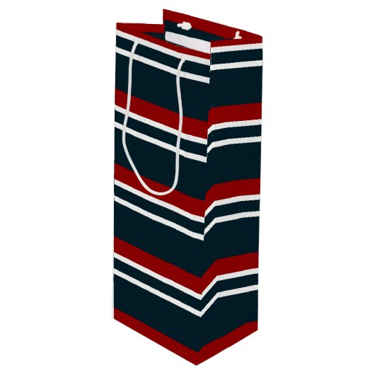 Retro Red Tartan Stripe Wijn Cadeautas (Voorkant Gekanteld)