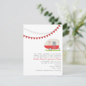 Retro Red Trailer Wedding Invitation Kaart (Staand voorkant)