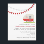 Retro Red Trailer Wedding Invitation Kaart<br><div class="desc">Een trouwuitnodiging met een illustratie van een rode  aanhangwagen met een vensterdoos vol met mazen en zwarte geoogste sussen.  Rood en grijs.  Pas de tekst aan.</div>