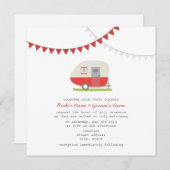 Retro Red Trailer Wedding Invite Kaart (Voorkant / Achterkant)