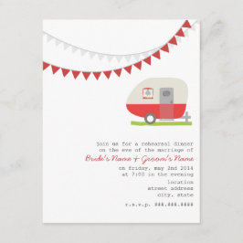 Retro Red Trailer Wedding Rehearsal Dinner Kaart