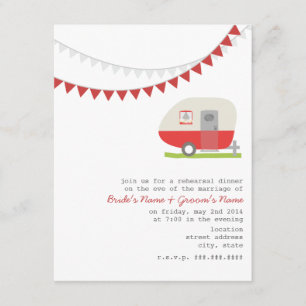 Retro Red Trailer Wedding Rehearsal Dinner Kaart