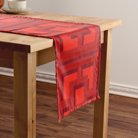 Retro Red Trellis Table Runner Korte Tafelloper (Voorbeeld)