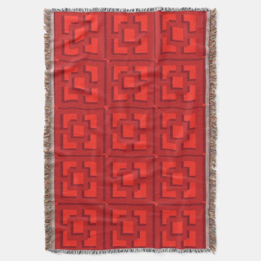 Retro Red Trellis Throw Blanket Deken (Voorkant Verticaal)