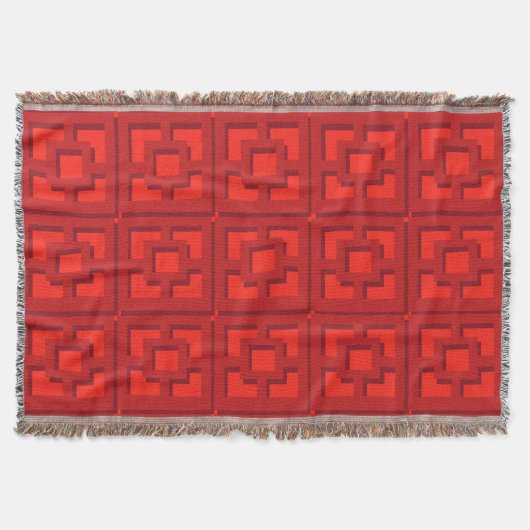 Retro Red Trellis Throw Blanket Deken (Voorkant)