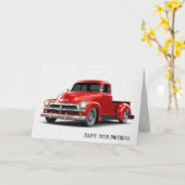 Retro Red Truck 80th Birthday Card Kaart (Gele Bloem)