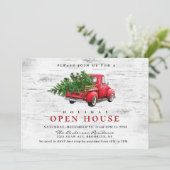 Retro Red Truck Birch Kerstfeestdag OPEN HUIS Kaart (Staand voorkant)