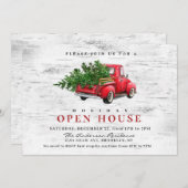 Retro Red Truck Birch Kerstfeestdag OPEN HUIS Kaart (Voorkant / Achterkant)