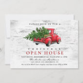 Retro Red Truck Birch Kerstfeestdag OPEN HUIS Kaart (Voorkant)