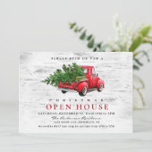 Retro Red Truck Birch Kerstfeestdag OPEN HUIS Kaart (Staand voorkant)