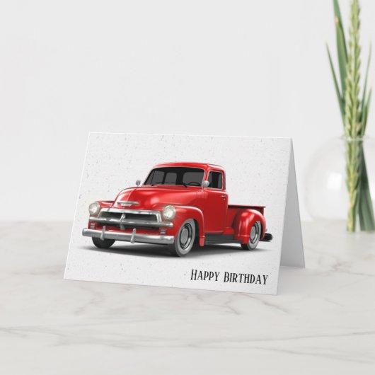 Retro Red Truck Birthday Kaart (Voorkant)