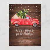  retro red truck kerstboomhout verplaatsen aankondigingskaart (Voorkant)