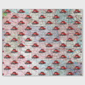 Retro Red Truck op Road Map Cadeaupapier (Vlak)