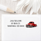 Retro Red Truck op White Etiket (Insitu)