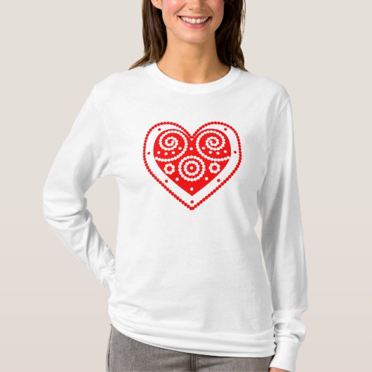 Retro Red Valentijn Heart T-shirt (Voorkant)