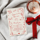 Retro Red Valentine Love in the air bridal shower Bedankkaart