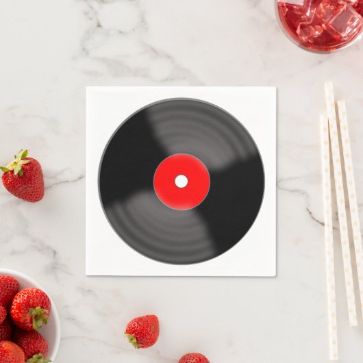 Retro Red Vinyl Record Party servetten (Insitu)