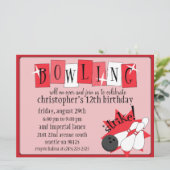 Retro Red volledig Retro Bowling Birthday Party Kaart (Staand voorkant)