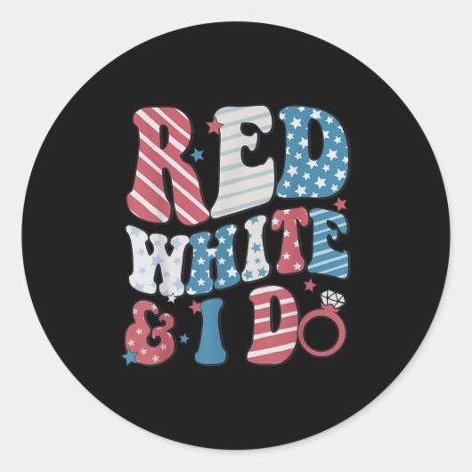Retro Red White And I Do 4th Of July Bachelorette  Ronde Sticker (Voorkant)