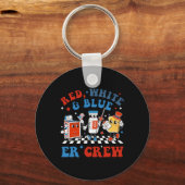 Retro Red White Blue ER Crew Emergency Room 4e van Sleutelhanger (Voorkant)