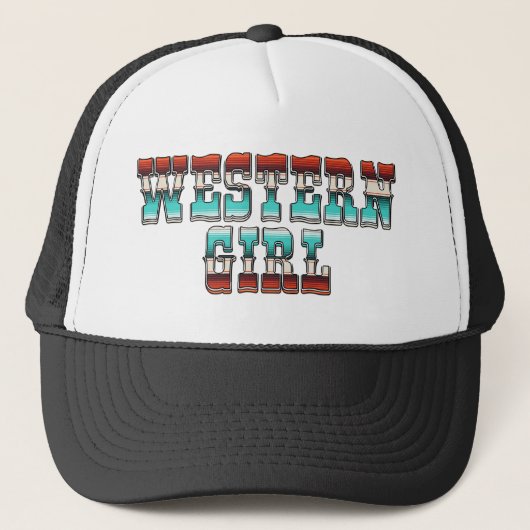 Retro Red White Blue Western meisje Trucker Pet (Voorkant)