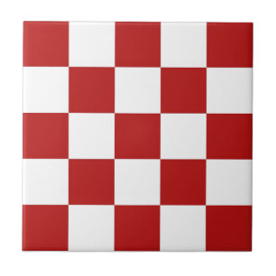 Retro Red & White Checkers keramische tegels 4,25- Tegeltje