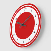 Retro Red White Circle Stripe Moderne Numbers Roun Grote Klok (Hoek)