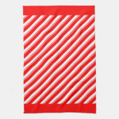 Retro Red White diagonaal Snoep Striptiepatroon Theedoek (Verticaal)