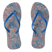 Retro Red, White en Blue Paisley Pattern Teenslippers (Voetbed)