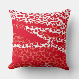 Retro Red White leopard Print Skin Kussen