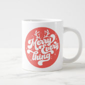 Retro Red White Merry alles Merry kerst Grote Koffiekop (Rechts)
