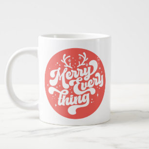 Retro Red White Merry alles Merry kerst Grote Koffiekop