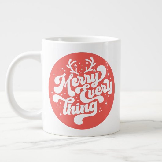 Retro Red White Merry alles Merry kerst Grote Koffiekop (Links)