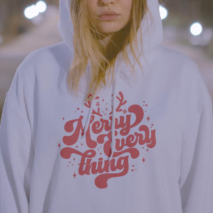 Retro Red White Merry alles Merry kerst Hoodie