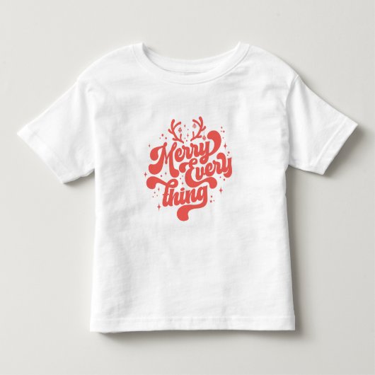 Retro Red White Merry alles Merry kerst Kinder Shirts (Voorkant)