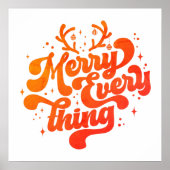 Retro Red White Merry alles Merry kerst Poster (Voorkant)