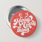 Retro Red White Merry alles Merry kerst Ronde Button 7,6 Cm (Voorkant /achterkant)