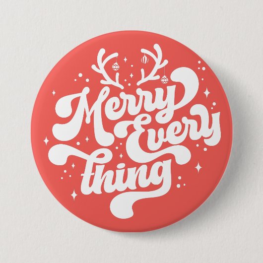 Retro Red White Merry alles Merry kerst Ronde Button 7,6 Cm (Voorkant)