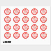 Retro Red White Merry alles Merry kerst Ronde Sticker (Vel)