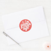 Retro Red White Merry alles Merry kerst Ronde Sticker (Envelop)