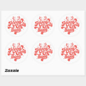 Retro Red White Merry alles Merry kerst Ronde Sticker (Vel)
