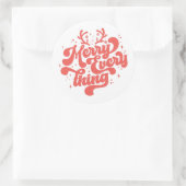 Retro Red White Merry alles Merry kerst Ronde Sticker (Tas)
