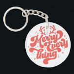Retro Red White Merry alles Merry kerst Sleutelhanger<br><div class="desc">Retro Merry alles Merry Kerstmis! Dit ontwerp is perfect voor elk moment van het jaar! Of het nu een vakantie is of niet,  het is een uitstekende manier om van je kerst te shows. Geef jezelf,  vrienden en familie een vrolijk kerstfeest!</div>