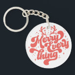 Retro Red White Merry alles Merry kerst Sleutelhanger<br><div class="desc">Retro Merry alles Merry Kerstmis! Dit ontwerp is perfect voor elk moment van het jaar! Of het nu een vakantie is of niet,  het is een uitstekende manier om van je kerst te shows. Geef jezelf,  vrienden en familie een vrolijk kerstfeest!</div>